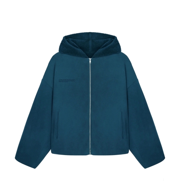 Pangaia Womens Recycled Wool Fleece Reversible Bomber Jacket - Storm Blue medium - Picture 4 of 5